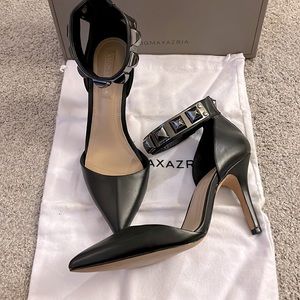 Black pump with studded ankle strap